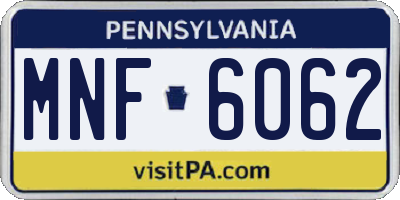 PA license plate MNF6062