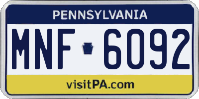 PA license plate MNF6092