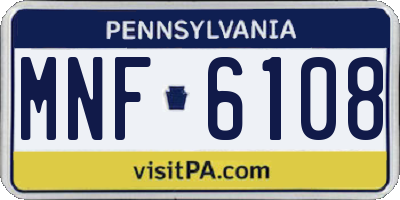 PA license plate MNF6108