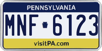 PA license plate MNF6123