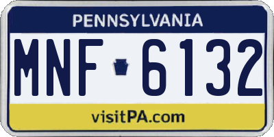PA license plate MNF6132