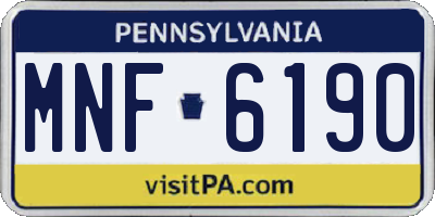 PA license plate MNF6190