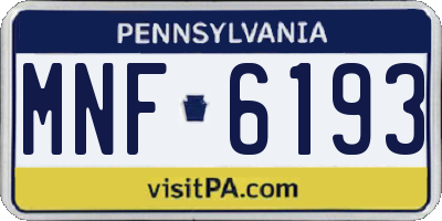 PA license plate MNF6193
