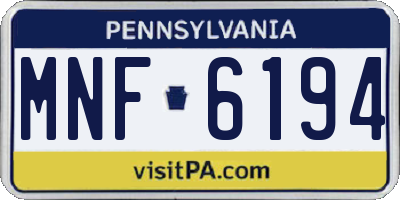 PA license plate MNF6194