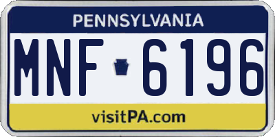 PA license plate MNF6196