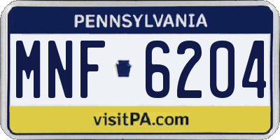 PA license plate MNF6204