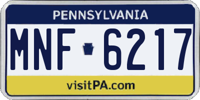 PA license plate MNF6217