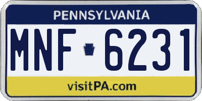 PA license plate MNF6231