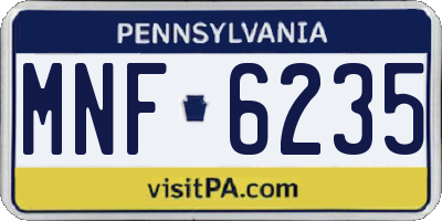 PA license plate MNF6235