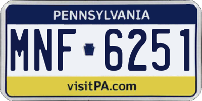 PA license plate MNF6251
