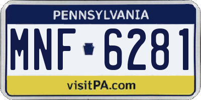 PA license plate MNF6281