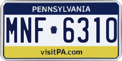 PA license plate MNF6310