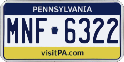 PA license plate MNF6322