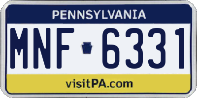 PA license plate MNF6331