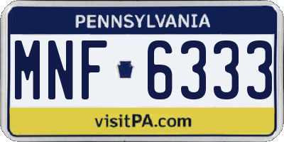 PA license plate MNF6333