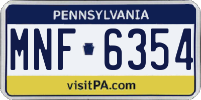 PA license plate MNF6354