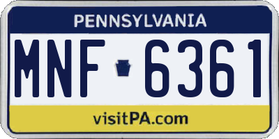 PA license plate MNF6361