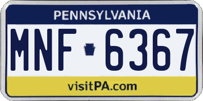 PA license plate MNF6367