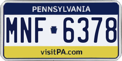 PA license plate MNF6378
