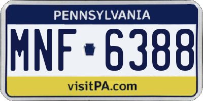 PA license plate MNF6388