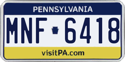 PA license plate MNF6418