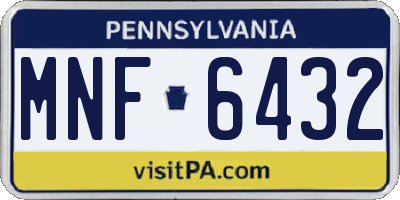PA license plate MNF6432