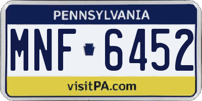 PA license plate MNF6452