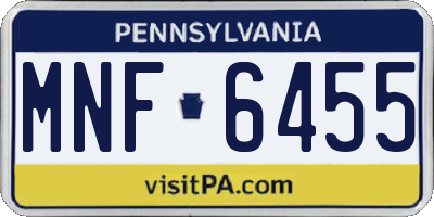 PA license plate MNF6455