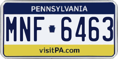 PA license plate MNF6463