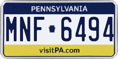 PA license plate MNF6494