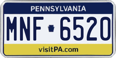 PA license plate MNF6520