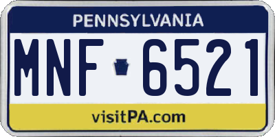 PA license plate MNF6521