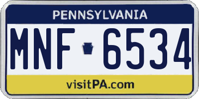 PA license plate MNF6534