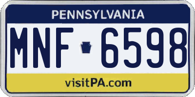 PA license plate MNF6598