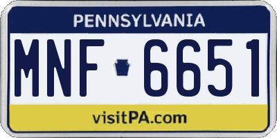 PA license plate MNF6651