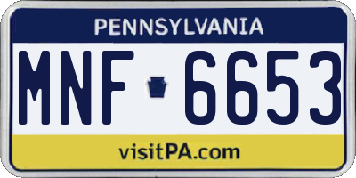 PA license plate MNF6653