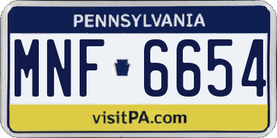 PA license plate MNF6654