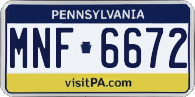 PA license plate MNF6672
