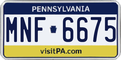 PA license plate MNF6675