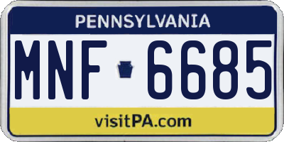 PA license plate MNF6685