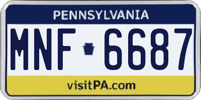 PA license plate MNF6687