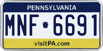 PA license plate MNF6691