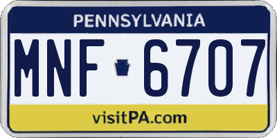 PA license plate MNF6707