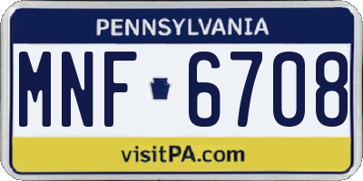 PA license plate MNF6708