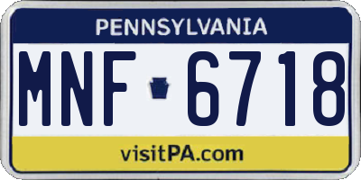 PA license plate MNF6718