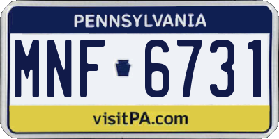 PA license plate MNF6731