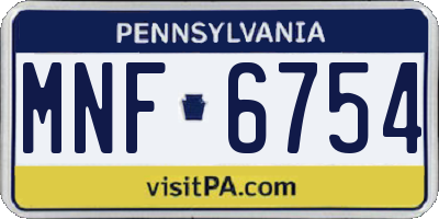 PA license plate MNF6754