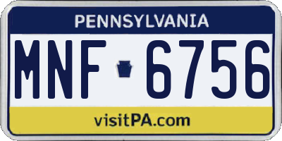 PA license plate MNF6756
