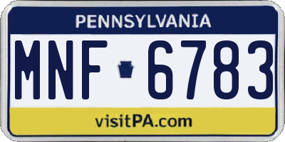 PA license plate MNF6783
