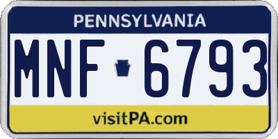 PA license plate MNF6793